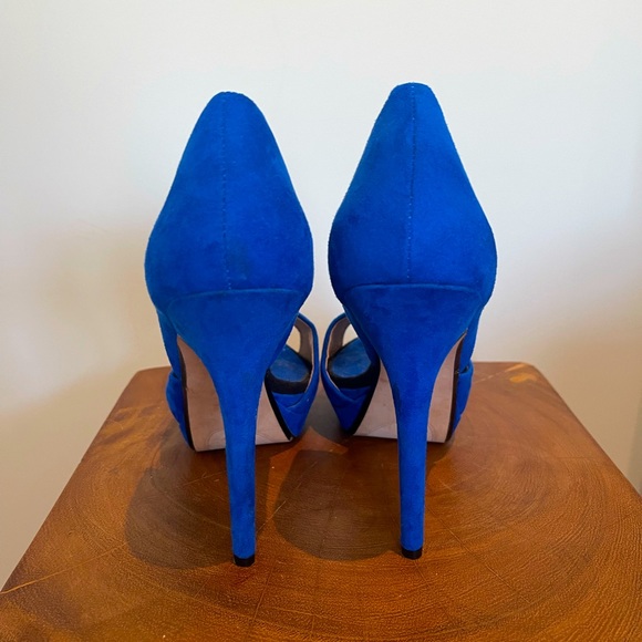 Zara Collection Suede Royal Blue Platform Heels size 9 - Picture 4 of 6